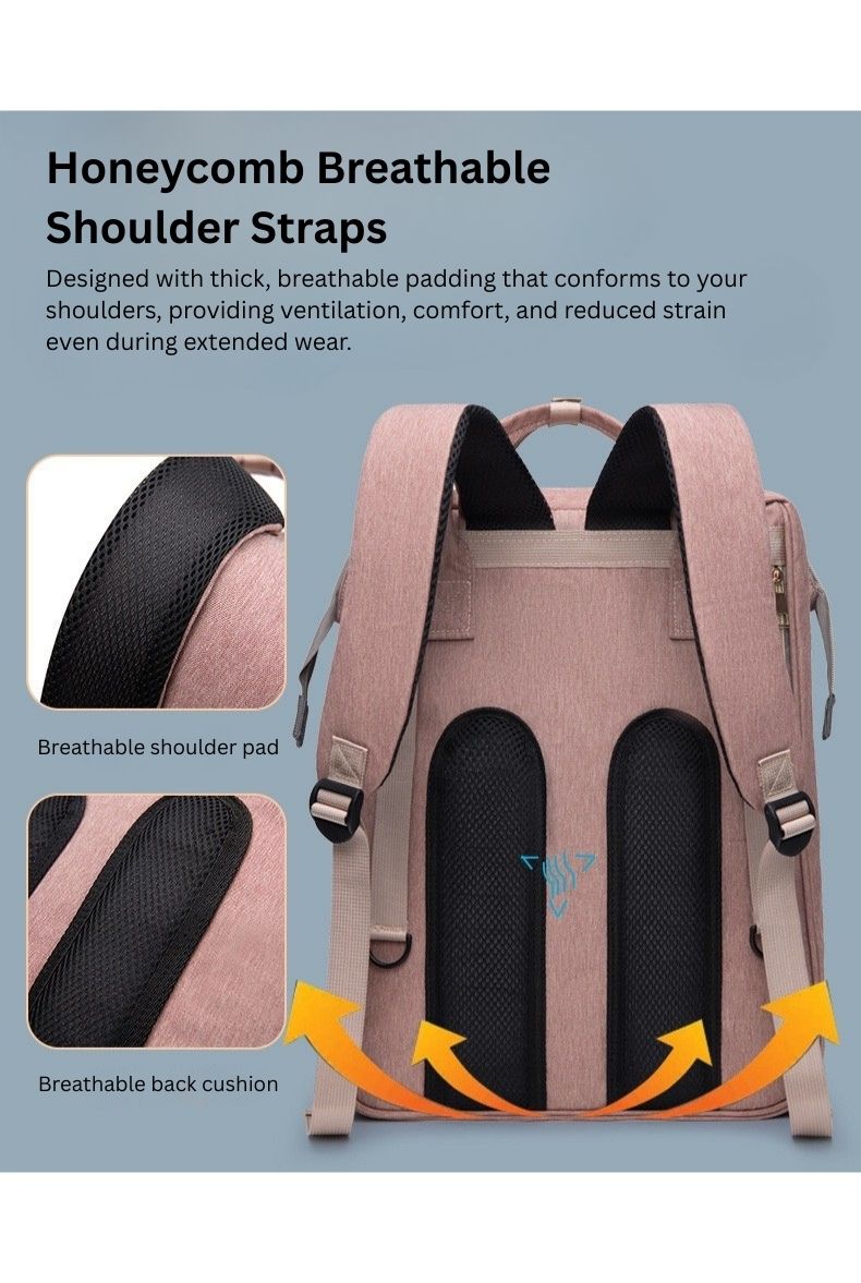 Multifunctional Mummy Bag with Foldable Baby Crib | Waterproof Diaper Backpack | USB Charging | Insulated Bottle Compartment | Large Capacity thumbnail