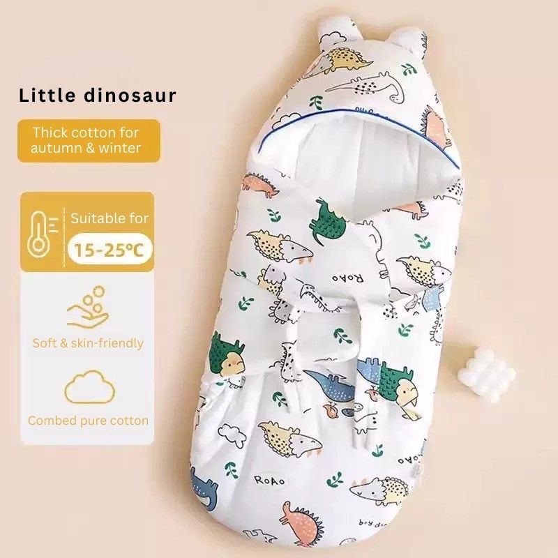 Baby Swaddle Wrap Blanket | 3-Layer Warm Cotton Swaddler | Autumn & Winter Thick Quilt | Newborn Receiving Blanket 50x75cm