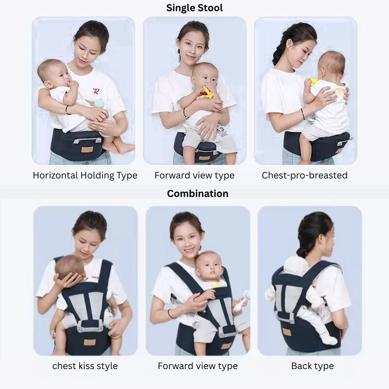 Printed 2-in-1 Baby Carrier with Waist Stool – Ergonomic Hip Seat Carrier for 0–3 Years thumbnail