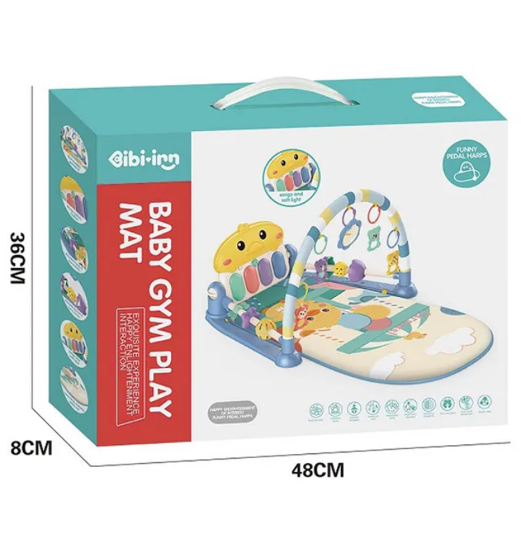 Baby Gym Play Mat with Music Panel | Soft Cushioned Activity Mat | Hanging Rattles & Pedal Piano | Battery Operated thumbnail