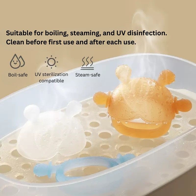 Baby Teether Anti-Gag Safety | Semi-Enclosed Design | 360° Protection | BPA Free | For Infants & Toddlers thumbnail