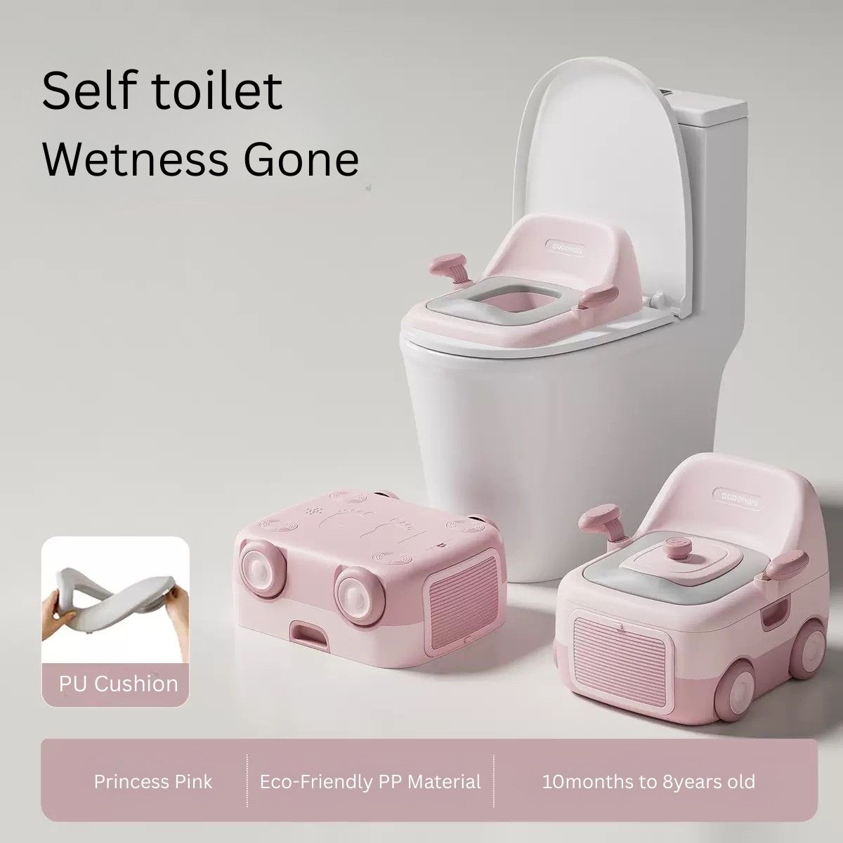 Baby Potty Trainer with PU Cushion | Car-Shaped | Soft & High-Rebound Seat | Safe Lid Design | Eco-Friendly PP | 10 Months – 8 Years thumbnail