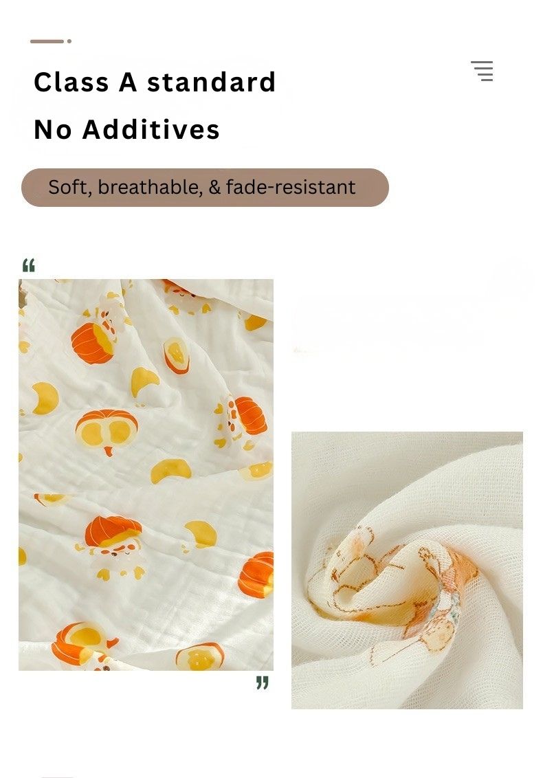 Baby Summer Gauze Blanket | Soft Breathable Cotton Muslin | Class A Standard | Lightweight Receiving Swaddle | Multiple Cute Prints thumbnail