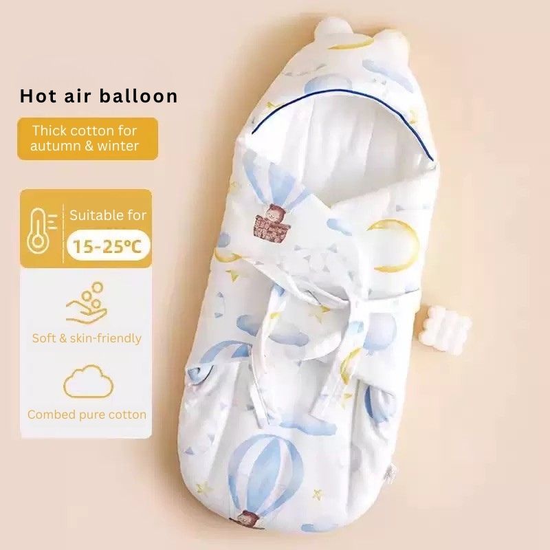 Baby Swaddle Wrap Blanket | 3-Layer Warm Cotton Swaddler | Autumn & Winter Thick Quilt | Newborn Receiving Blanket 50x75cm thumbnail