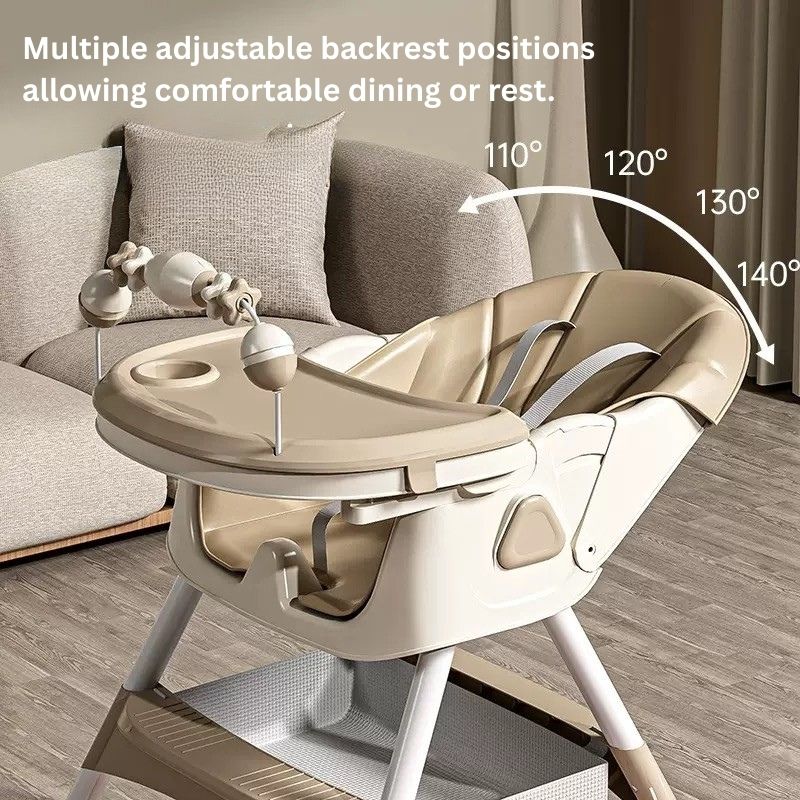 Multifunctional Baby Feeding Chair | Adjustable High Chair with Rocking Function | Foldable & Detachable Tray | 6 Months–6 Years | 75kg Capacity thumbnail