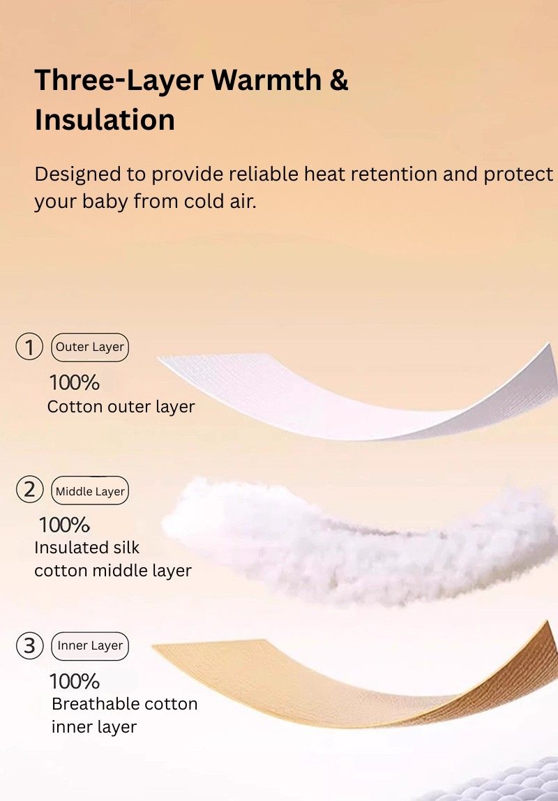 Baby Swaddle Wrap Blanket | 3-Layer Warm Cotton Swaddler | Autumn & Winter Thick Quilt | Newborn Receiving Blanket 50x75cm thumbnail