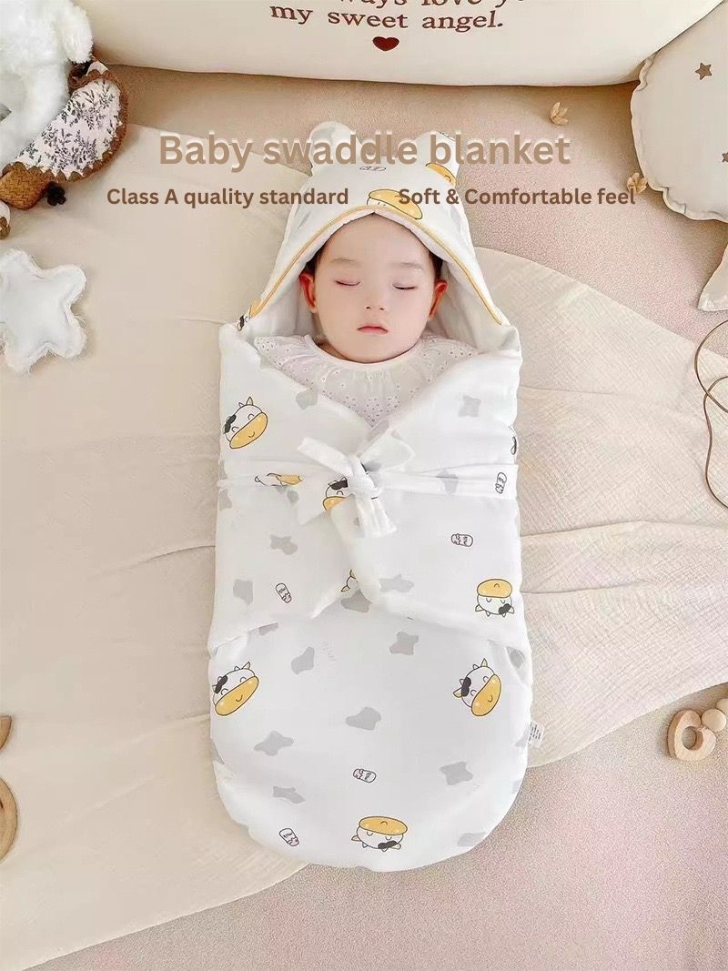 Baby Swaddle Wrap Blanket | 3-Layer Warm Cotton Swaddler | Autumn & Winter Thick Quilt | Newborn Receiving Blanket 50x75cm thumbnail