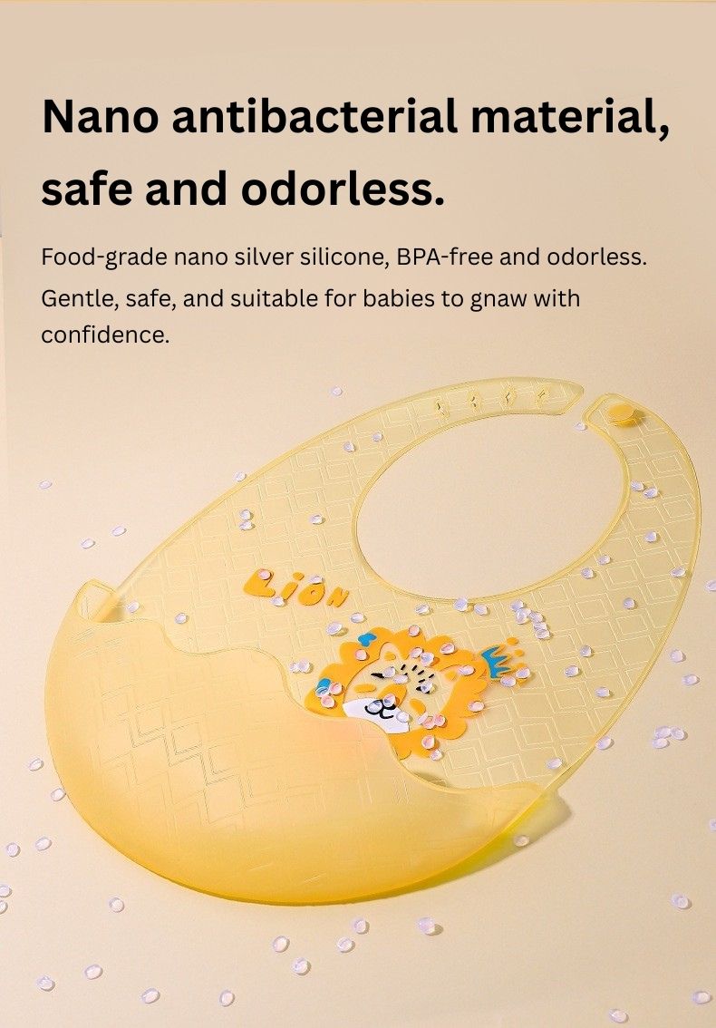 Baby Silicone Bib | Food-Grade | Heat Resistant 200°C | Adjustable Neck | Anti-Spill 3D Pocket | BPA-Free & Odourless thumbnail