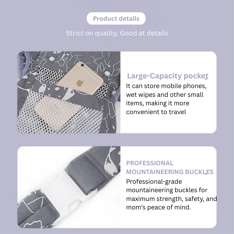 Patterned Baby Carrier 4-in-1strap – Combed Cotton Ergonomic Carrier for 0–36 Months thumbnail