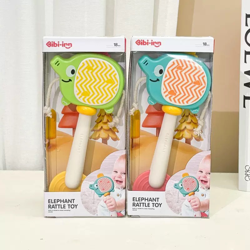 Elephant Teether Rattle Toy for Babies | Soft Silicone | Built-in Whistle | Teething & Sensory Toy | BPA Free