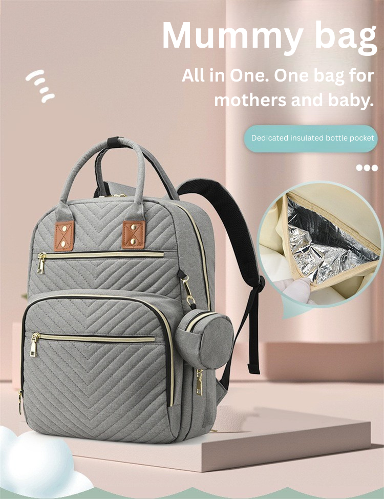 Stylish Backpack Diaper Bag | Waterproof Mummy Bag with Insulated Bottle Pocket | Large Capacity | Stroller Hanging Design