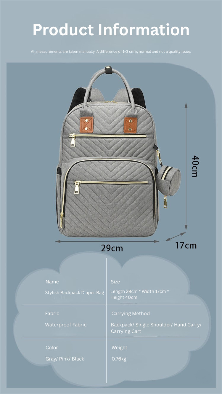 Stylish Backpack Diaper Bag | Waterproof Mummy Bag with Insulated Bottle Pocket | Large Capacity | Stroller Hanging Design thumbnail