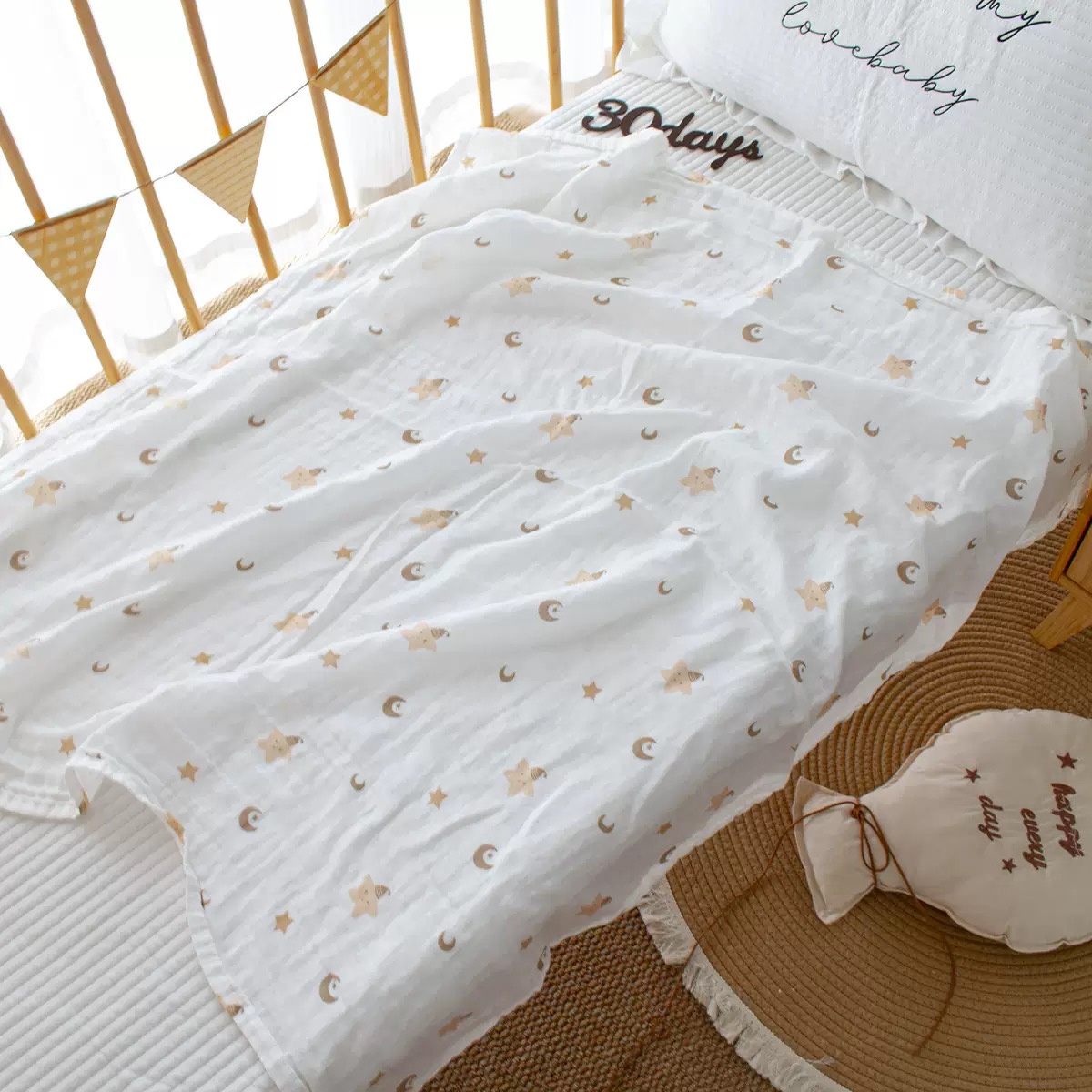 Baby Summer Gauze Blanket | Soft Breathable Cotton Muslin | Class A Standard | Lightweight Receiving Swaddle | Multiple Cute Prints thumbnail